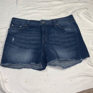 Levi’s shorts 3” inseam red tab 33 waist size 16 indigo with frayed hem cut offs